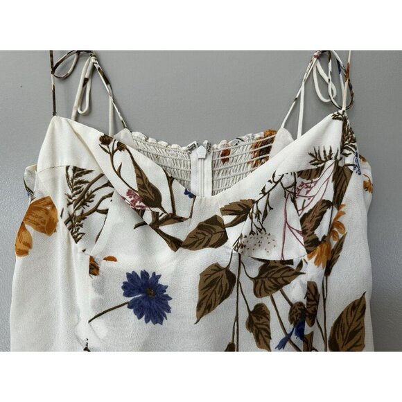 Reformation Kourtney Dress in Frolic Size 0 Midi Cream Floral High Slit Feminine - Picture 5 of 11